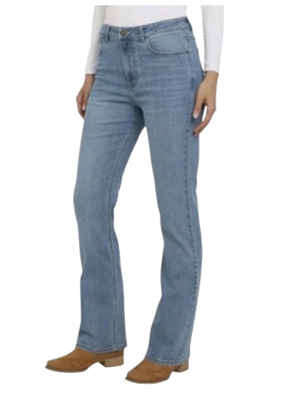 Wrangler Womens High Rise Blue Denim Bootcut Jeans 4